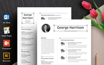 Harri Clean &amp;amp; Professional Editable Word Apple Pages Cv Resume Template