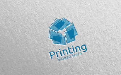 Modello di logo di progettazione di società di stampa di carta