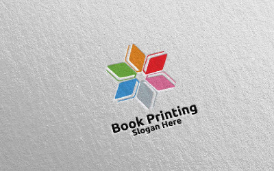 Szablon Logo Star Book Printing Company Vector Design