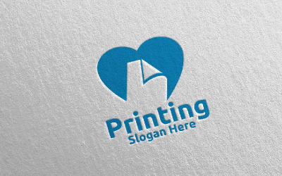 Love Printing Company Design Logo modello