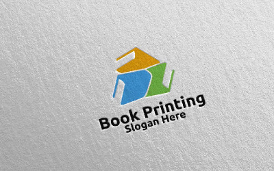 Modello di Logo di disegno di vettore della società di stampa del libro