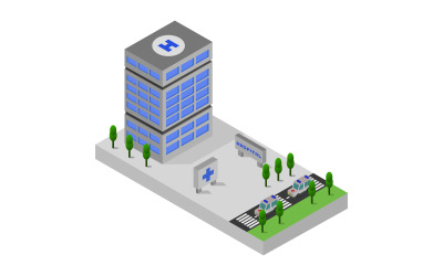 Isometric Hospital on background - Vector Image