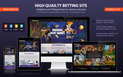Reagující a interaktivní šablona vstupní stránky hazardních her