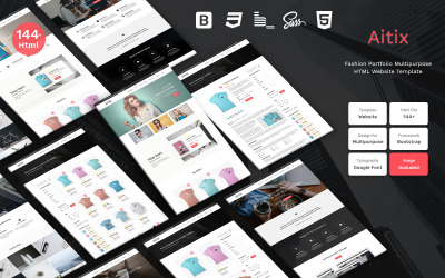 Responzivní Šablona webových stránek "Aitix - Fashion Portfolio Multipurpose Clean Bootstrap Website Template" #102210