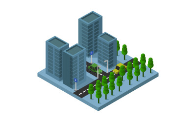 Colorful Isometric City - Vector Image