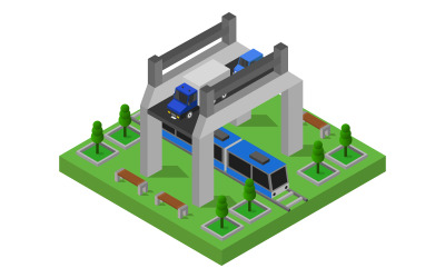 Isometric Bridge on a White Background - Vector Image