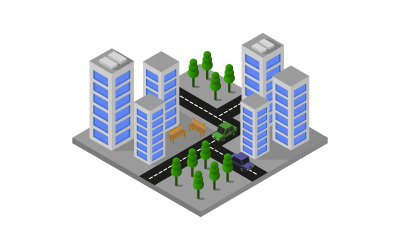 Isometric city - Vector Image
