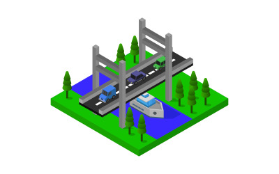 Izometrický most - vektorový obrázek