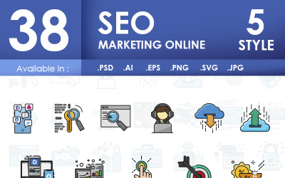 38 seo marketing online | Conjunto de iconos de ColorandOutlines Vol.1