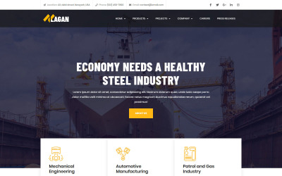 Lagan - modelo multifuncional de página inicial industrial e de fábrica