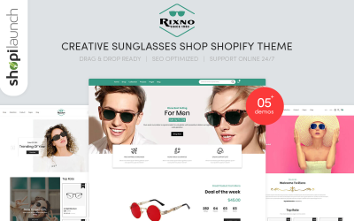 Rixno - Kreativt solglasögon Shopify Theme