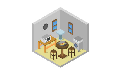 Sala de cocina isométrica - imagen vectorial