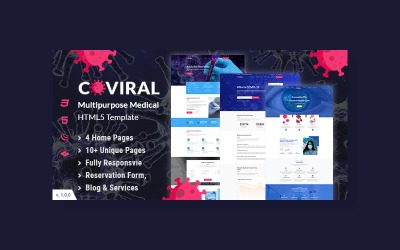 Tema Siti Web Responsive #102405 "Coviral | Coronavirus & COVID-19 Prevention"