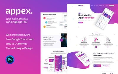 Appex-App Açılış Sayfası PSD Şablonu