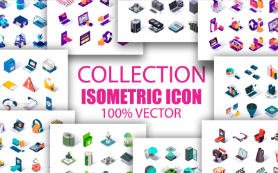 Collection Business Isometric Icon Set