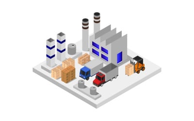 Colorful isometric industry on white background - Vector Image