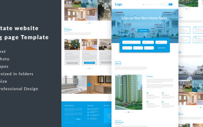 Design da página de destino do site imobiliário - Modelo de identidade corporativa