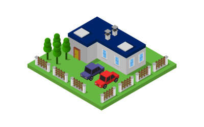 Isometric modern house - Vector Image