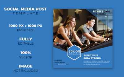 Fitness Gym Social Media Post Design - Corporate Identity Template