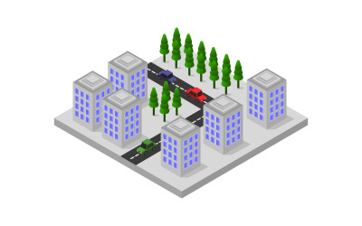Geometric Isometric City - Vector Image