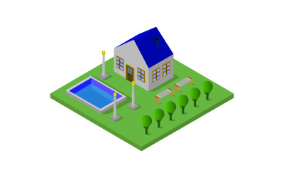 Isometriskt hus - vektorbild