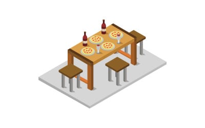 Isometric kitchen table - Vector Image