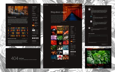 Nihon - blog simple de voyage, modèle PSD de style noir et blanc