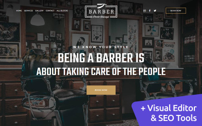 Barber - Modelo de página inicial de estilo de cabelo clássico