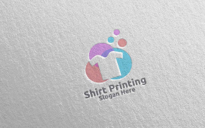 Bubble T shirt Printing Company Vector Design Logo Mall