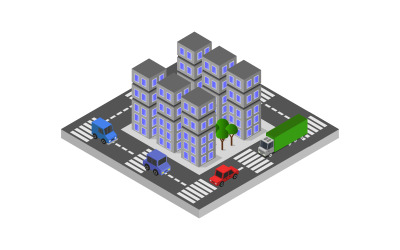 Izometrikus és színes város - vektor kép