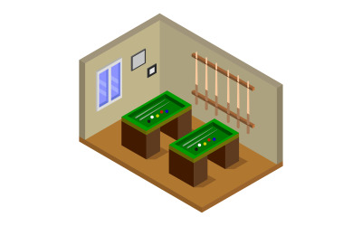 Isometric Billiard Room on a White Background - Vector Image