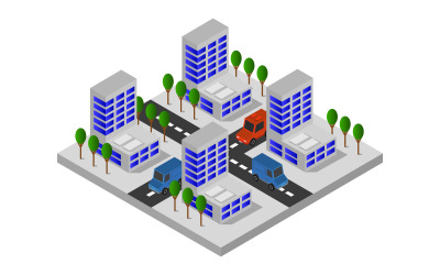 Isometric city on a white background - Vector Image