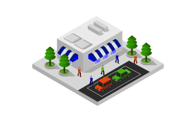 Isometric market on a white background - Vector Image