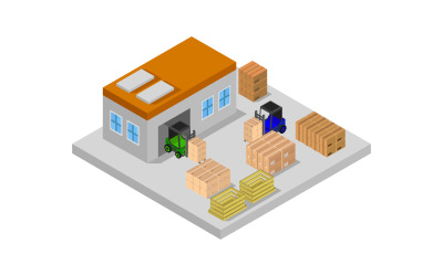 Isometric warehouse on background - Vector Image