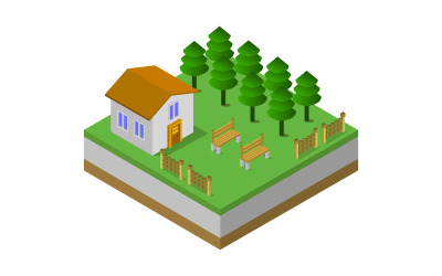 Изометрический дом - изображение в векторном формате
