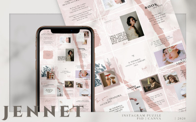 JENNET Instagram Puzzle | PSD&CANVA Social Media Template