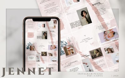 Puzzle JENNET Instagram | Modèle de médias sociaux PSD et CANVA
