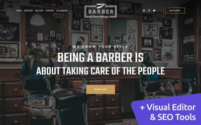 Reszponzív Barber - Classic Hairstyle Nyítóoldal sablon 102984