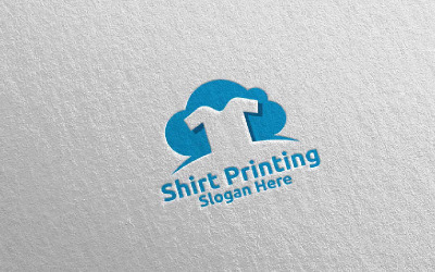 Modelo de logotipo vetorial da empresa de impressão de camisetas da nuvem