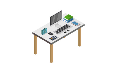 isometric office deskIsometric - Vector Image