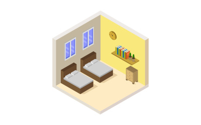 Room with isometric bed on a white background - Vector Image