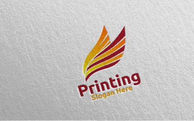 Fly Printing Company Vector Design Concept Logo sjabloon