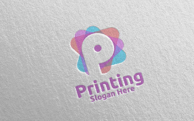 Lettre P Printing Company Vector Design Concept Logo Template