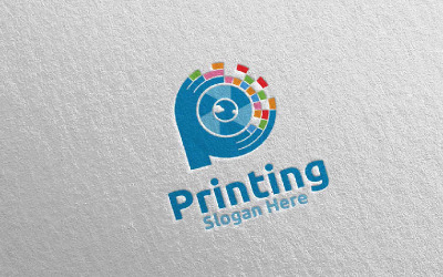 Lettre P Printing Company Vector Design Concept Logo Template