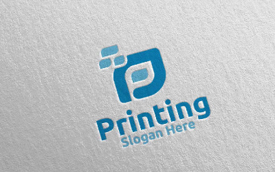 Lettre P Printing Company Vector Design Concept Logo Template