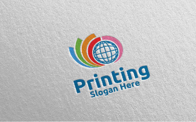 Plantilla de logotipo de concepto de diseño de vectores de empresa de impresión global