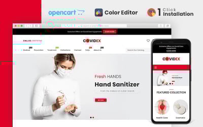 Responsive Covidex - Health + Medicine Store OpenCart Template #103147