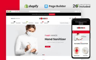 Reszponzív Covidex Health + Medicine Online Store Shopify sablon 103141