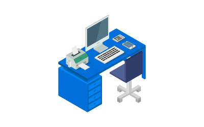 Isometric and geometric desk - Vector Image
