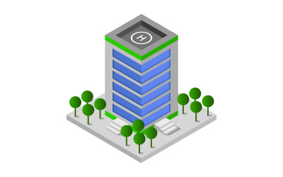 Isometric hospital on background - Vector Image